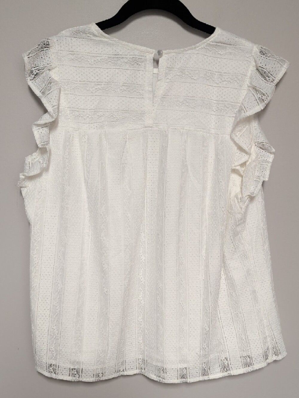 White Lace Flutter Sleeve Top - Picture 5 of 8